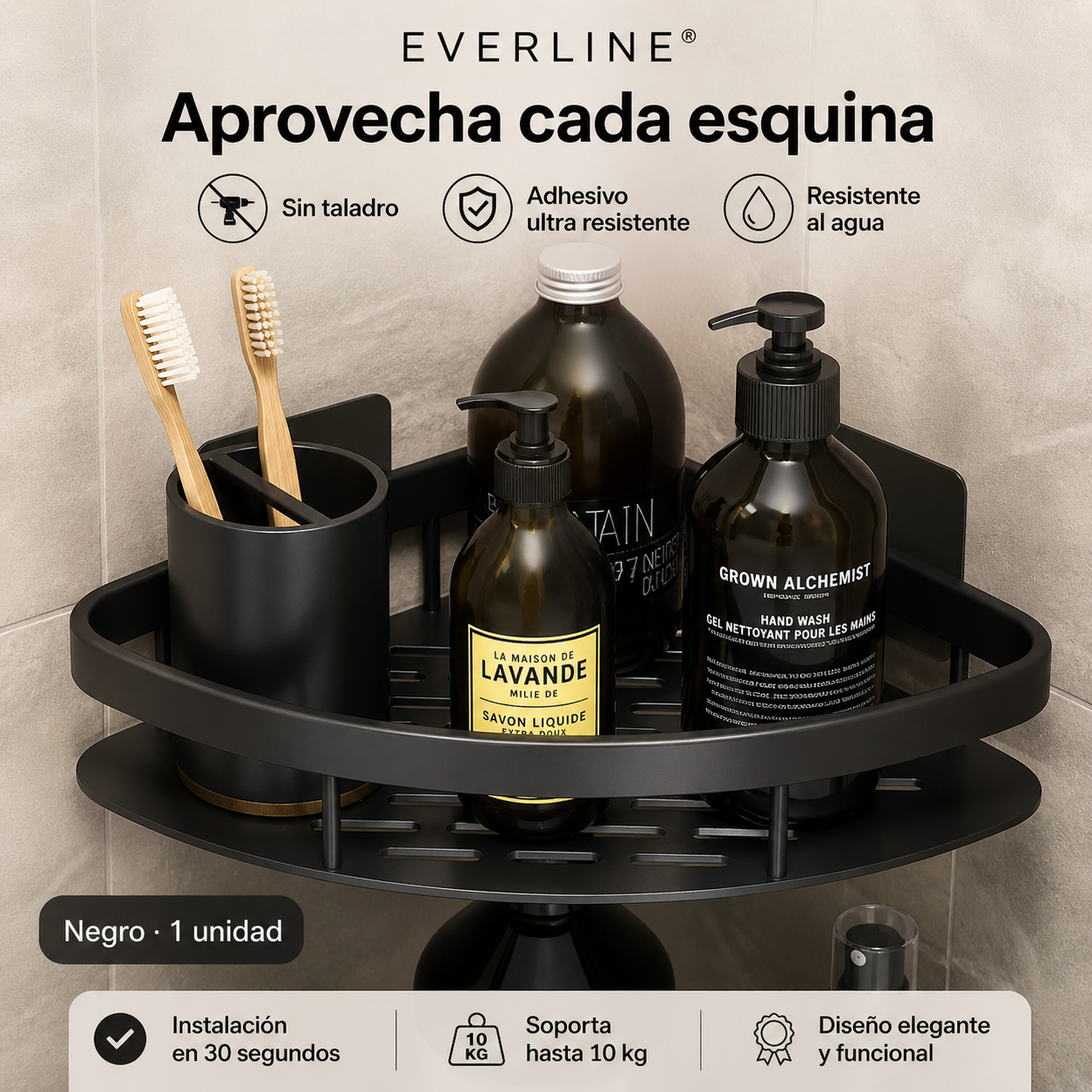 Estante de Baño sin Taladro | Organizador Adhesivo Resistente