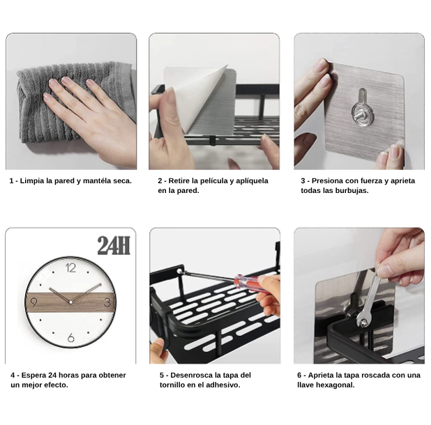 Estante de Baño sin Taladro | Organizador Adhesivo Resistente